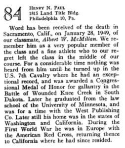 Albert W. McMillan's death announcement ran in the February 1949 Princeton Alumni Weekly.
